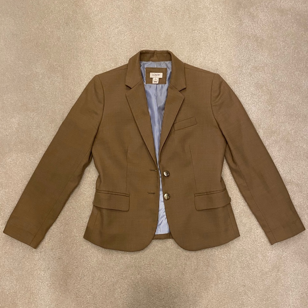J Crew Schoolboy Petite Camel Blazer 4P